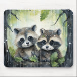 Two Baby Raccoons in the Rain Mousepad<br><div class="desc">Two Baby Raccoons in the Rain</div>