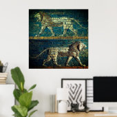 TWO BABYLONIAN LIONS Antique Assyrian Art Poster (Heimbüro)