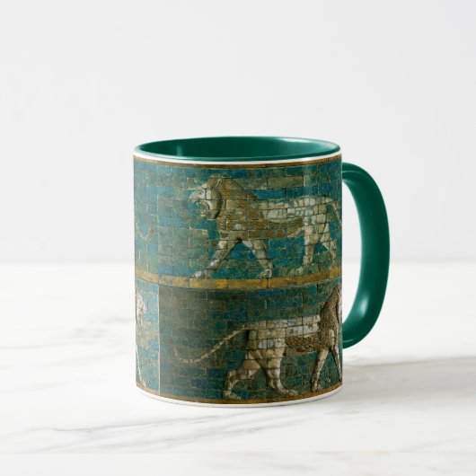 TWO BABYLONIAN LIONS Antique Assyrian Art Tasse (VorderseiteRechts)