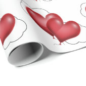 Two Balloon Hearts With Cloud Wrapping Paper Geschenkpapier (Rolleneckpunkt)