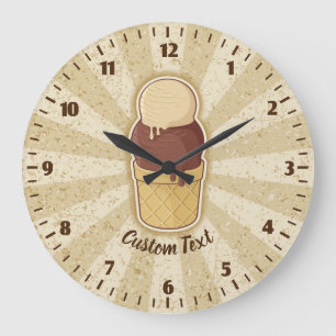 Two Balls Ice Cream Cup Large Clock Große Wanduhr