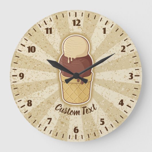 Two Balls Ice Cream Cup Large Clock Große Wanduhr (Vorderseite)