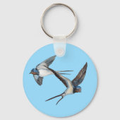 Two Barn Swallows Flying High in the Blue Sky Schlüsselanhänger (Rückseite)