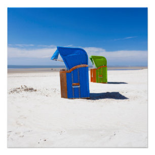 Two beach chairs at the North Sea Poster