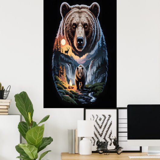 Two bears in the forest dark 2 poster (Heimbüro)