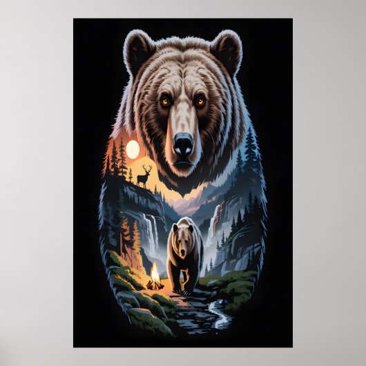 Two bears in the forest dark 2 poster (Vorne)