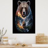 Two bears in the forest dark 2 poster (Küche)