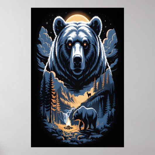 Two bears in the forest dark 3 poster (Vorne)