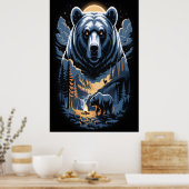 Two bears in the forest dark 3 poster (Küche)
