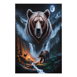 Two bears in the forest dark 4 fotodruck