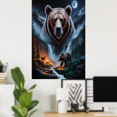 Two bears in the forest dark 4 poster (Heimbüro)