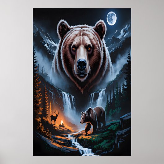 Two bears in the forest dark 4 poster (Vorne)