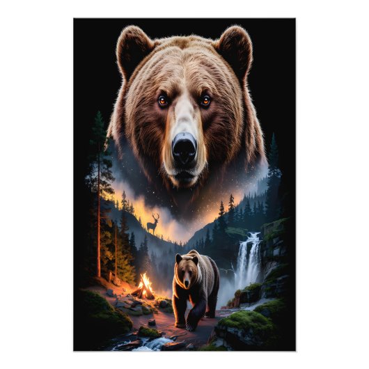 Two bears in the forest dark 5 fotodruck (Vorne)