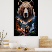 Two bears in the forest dark 5 poster (Küche)