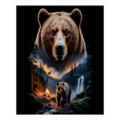 Two bears in the forest dark 5 poster (Vorderseite)