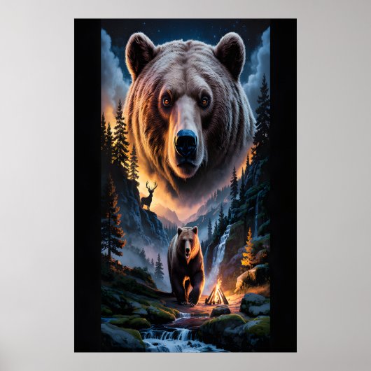 Two bears in the forest dark 6 poster (Vorne)