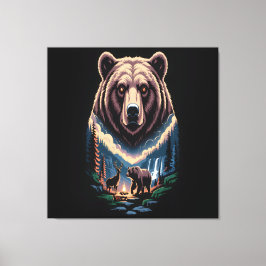 Two bears in the forest dark leinwanddruck