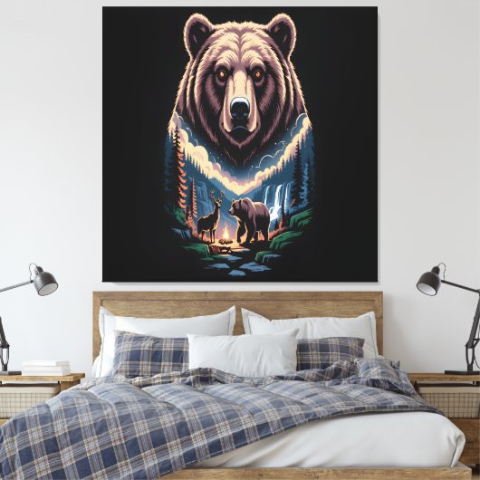 Two bears in the forest dark leinwanddruck (Insitu (Schlafzimmer))