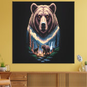 Two bears in the forest dark leinwanddruck (Insitu (Wohnzimmer))