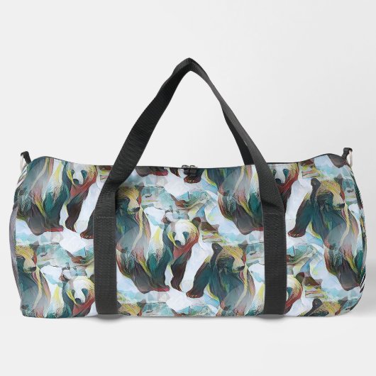 Two Bears in Winter Wildlife Abstract Art Duffle Bag (Rückseite)