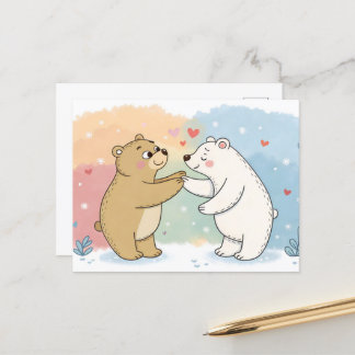 Two Bears One Heart Postkarte