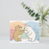 Two Bears One Heart Postkarte (Stehend Vorderseite)