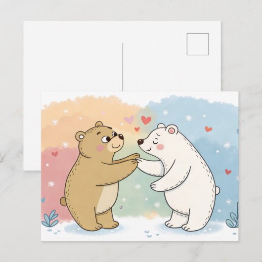 Two Bears One Heart Postkarte (Vorne/Hinten)