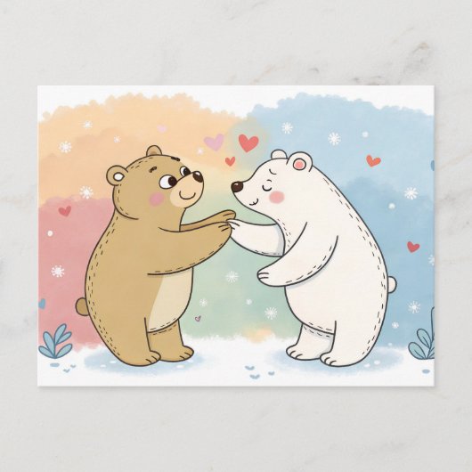 Two Bears One Heart Postkarte (Vorderseite)