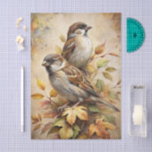 Two Beautiful Birds with Autumn or Fall Leaves Seidenpapier (Handwerk)