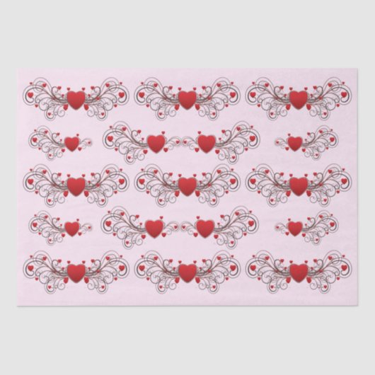 Two Become One Scrolled Hearts Pink Seidenpapier (Vorderseite)