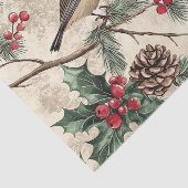 Two Birds on Branches with Holly Berries Seidenpapier (Ausschnitt)