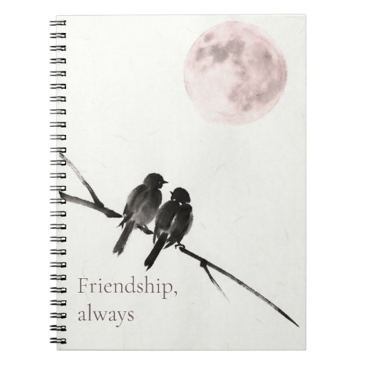 Two Birds Sumi-E | Friendship, Always | Notebook Notizblock (Vorderseite)