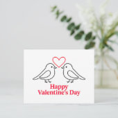 Two Birds with Heart – Valentine’s Day Card Design Postkarte (Stehend Vorderseite)