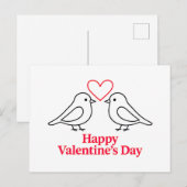 Two Birds with Heart – Valentine’s Day Card Design Postkarte (Vorne/Hinten)