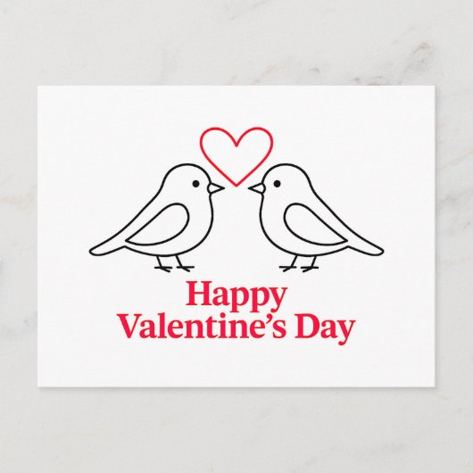 Two Birds with Heart – Valentine’s Day Card Design Postkarte (Vorderseite)