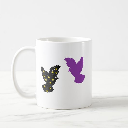 Two Birds Zodiac Mug • Dual Celestial Silhouette Kaffeetasse (Links)