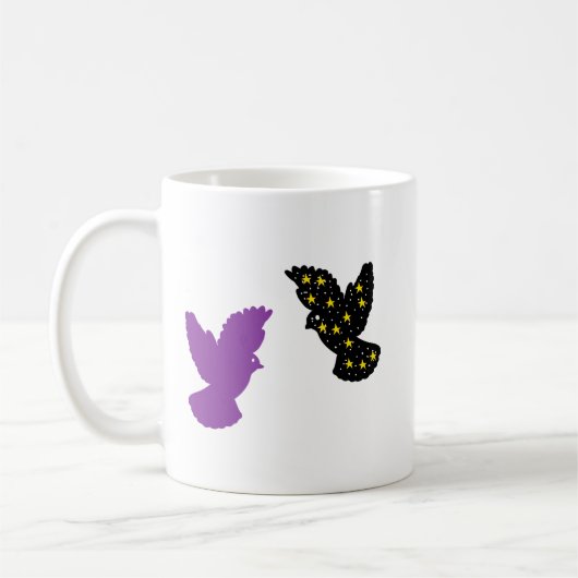Two Birds Zodiac Mug • Harmonious Dual Silhouette Kaffeetasse (Links)