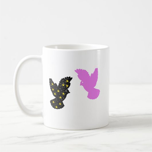 Two Birds Zodiac Tasse • Himmelszwillinge im Flug  (Links)