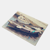 Two Boats in a Harbor Rustic Nautical Fußmatte (Schrägansicht)