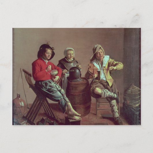 Two Boys und eine Girl Making Music, 1629 Postkarte (Vorderseite)