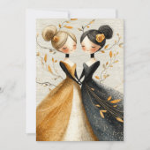 Two Brides Hand Drawn Pencil Illustration   Einladung (Vorderseite)