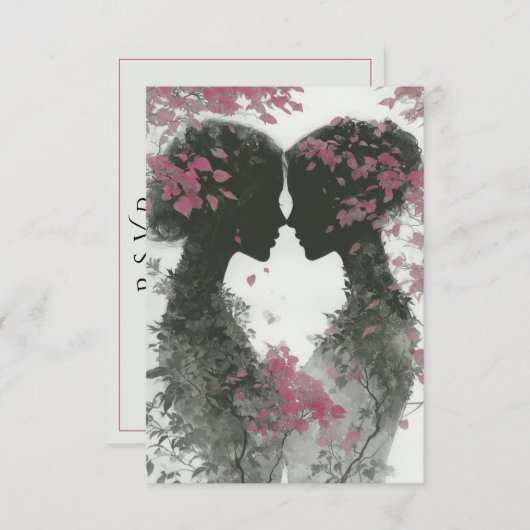 Two Brides Hand Drawn Pencil Illustration   RSVP Karte (Vorne/Hinten)
