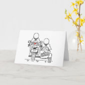 Two Brides Motorbike and Sidecar Wedding Karte (Gelbe Blume)