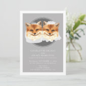 Two Brides Mrs. and Mrs. Fox Themed Wedding Ankündigung (Stehend Vorderseite)