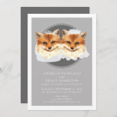 Two Brides Mrs. and Mrs. Fox Themed Wedding Ankündigung (Vorne/Hinten)