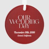 Two Brides Mrs. & Mrs. Red Damask Foto Ornament (Rückseite)
