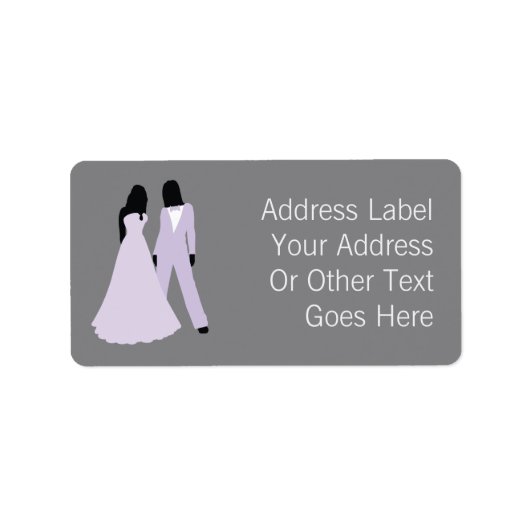 Two Brides Wedding (Lilac Gray) Personalisiert Adressaufkleber (Vorne)