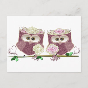 Two Brides Wedding Owls Art Geschenke Postkarte