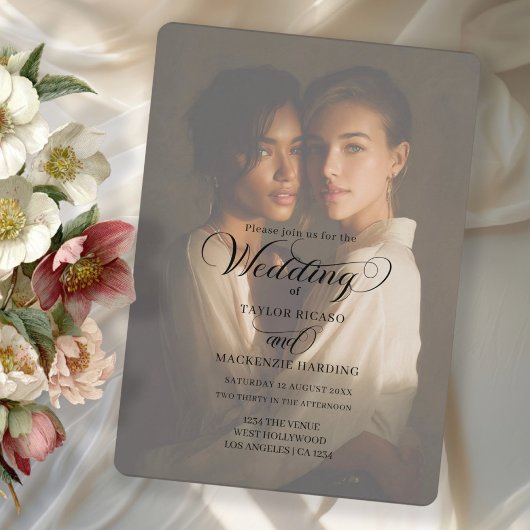 Two Brides Wedding Photo Template Einladung
