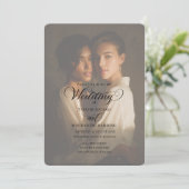 Two Brides Wedding Photo Template Einladung (Stehend Vorderseite)